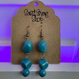 Handmade by SassiSwagShop Baby Blue Dangle Bead Custom Earrings